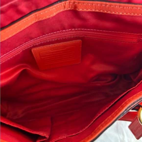 Coach Campbell Orange Leather Crossbody Satchel - Picture 15 of 16